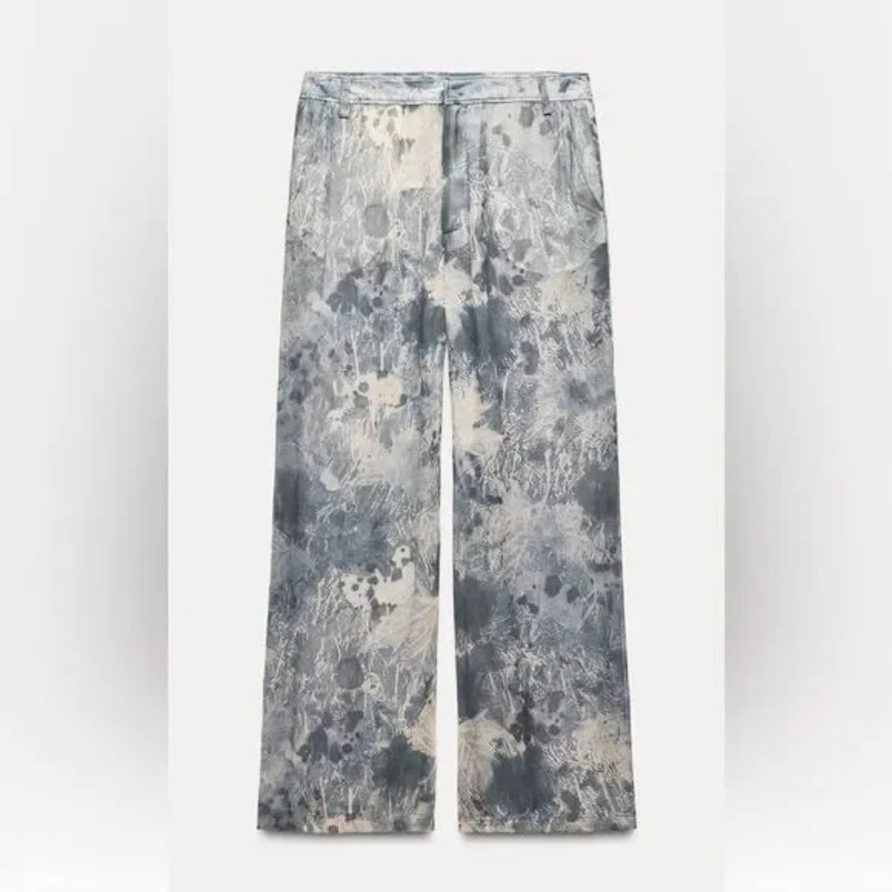 NWT Zara Semi-Sheer Printed Women's High Waisted Pants 100% Viscose Size XS - Picture 14 of 16